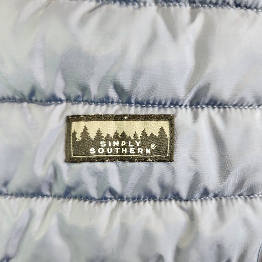Simply Southern Vest Mens S Blue Two Tone Puffer Quilted Western Cowboy Ranch - Picture 3 of 14